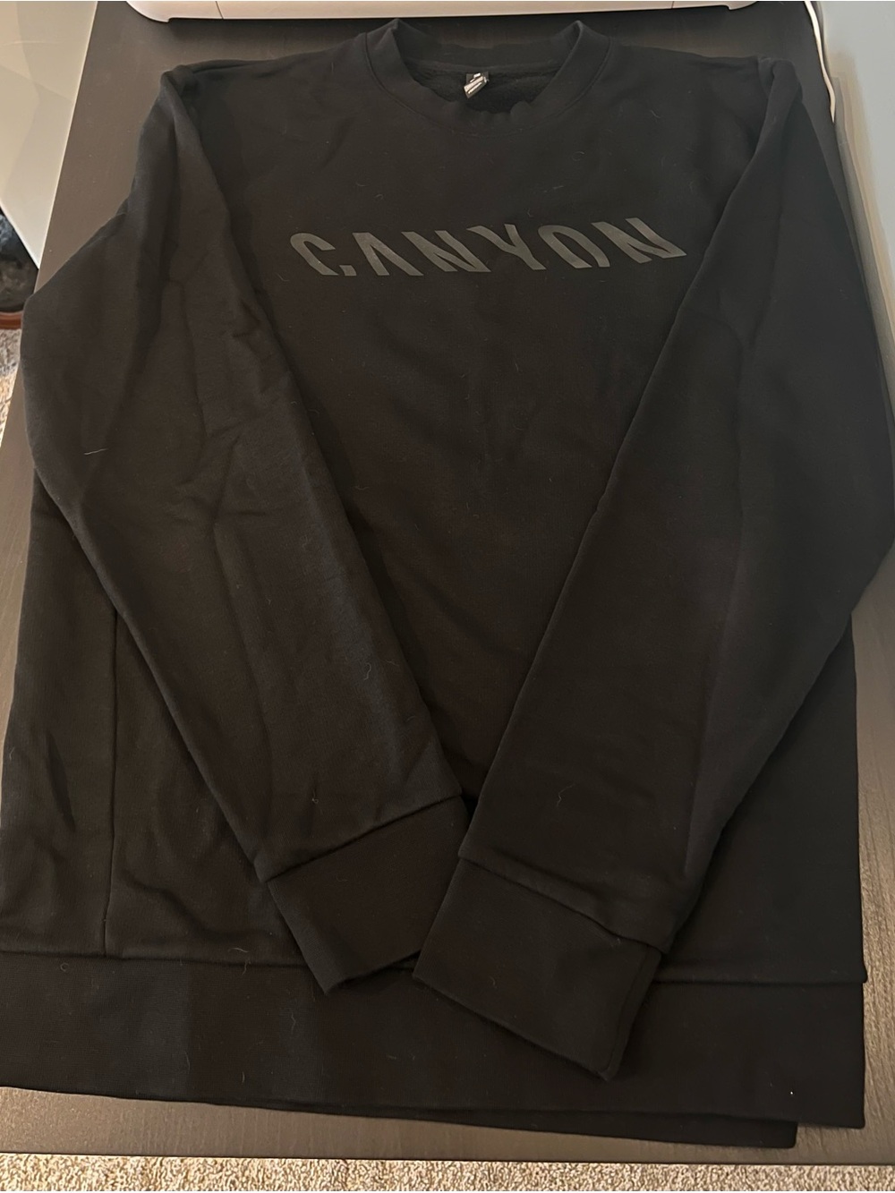 Canyon Bikes Black Crewneck Sweatshirt with Subtle Tone-on-Tone Logo size XL
